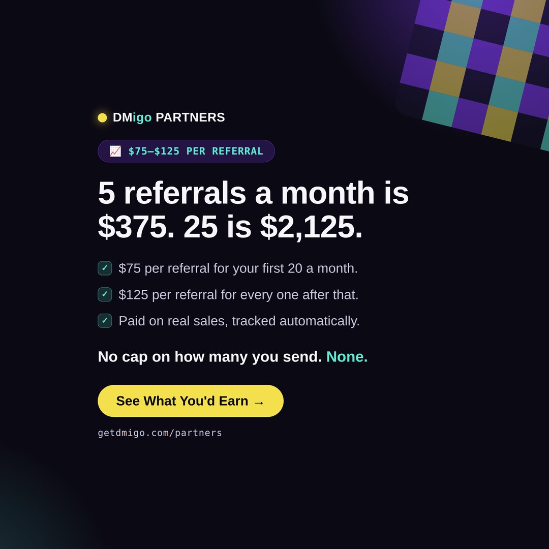 Post 2 — the math: 5 referrals a month is $375, 25 is $2,125.